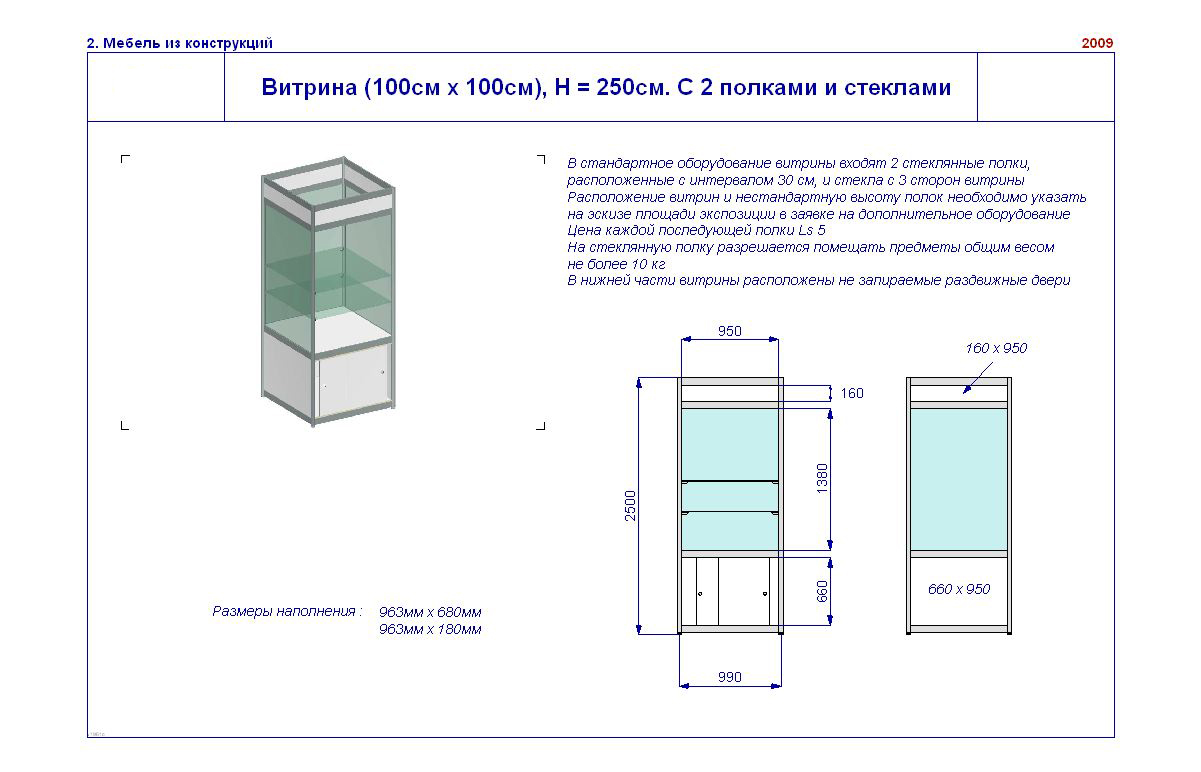 Чертеж витрины магазина